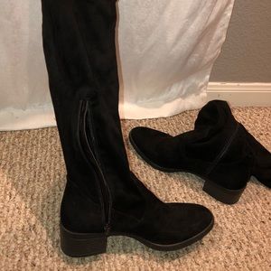 Black knee high tie boots